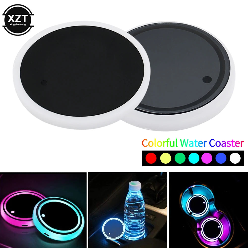 Car LED Cup Holder Light Mats Car Coasters Bottle Atmosphere Light Constellation Backlight LED Cup Holder Pads Car Accessories