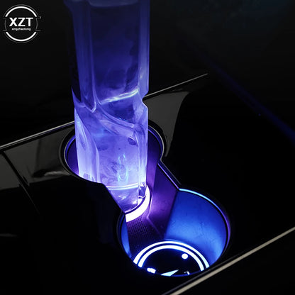 Car LED Cup Holder Light Mats Car Coasters Bottle Atmosphere Light Constellation Backlight LED Cup Holder Pads Car Accessories