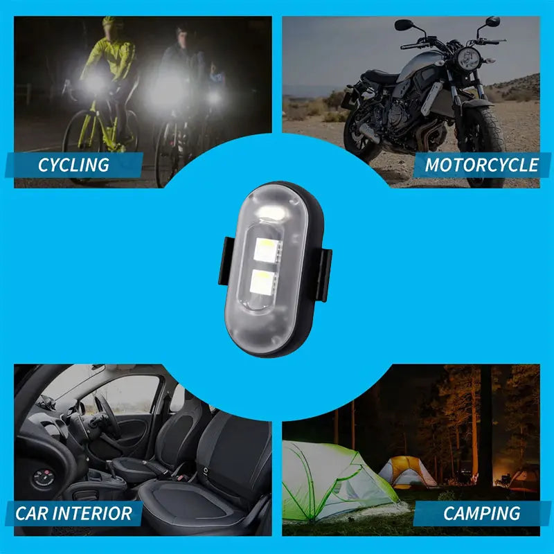 Universal Led Aircraft Strobe Lights Motorcycle Anti-collision Warning Light with USB Charging Colors 